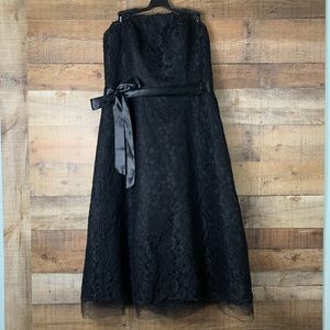 Mori Lee black lace strapless dress Size 15 16